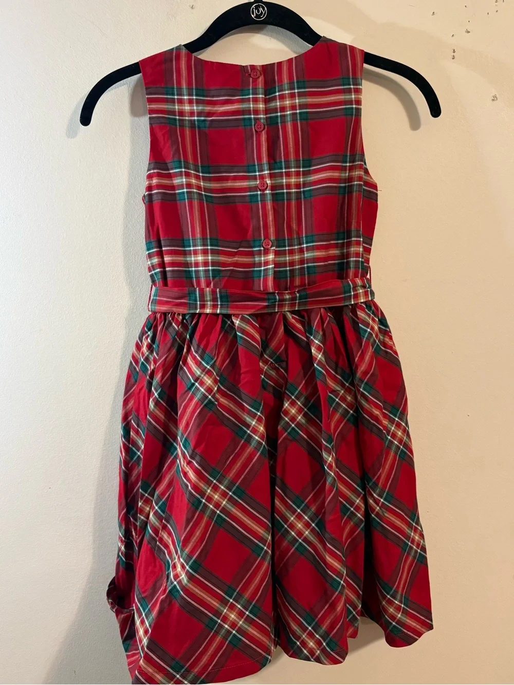 Carter’s Christmas dress girls SZ 7 red green plaid sleeveless satin holiday NWT